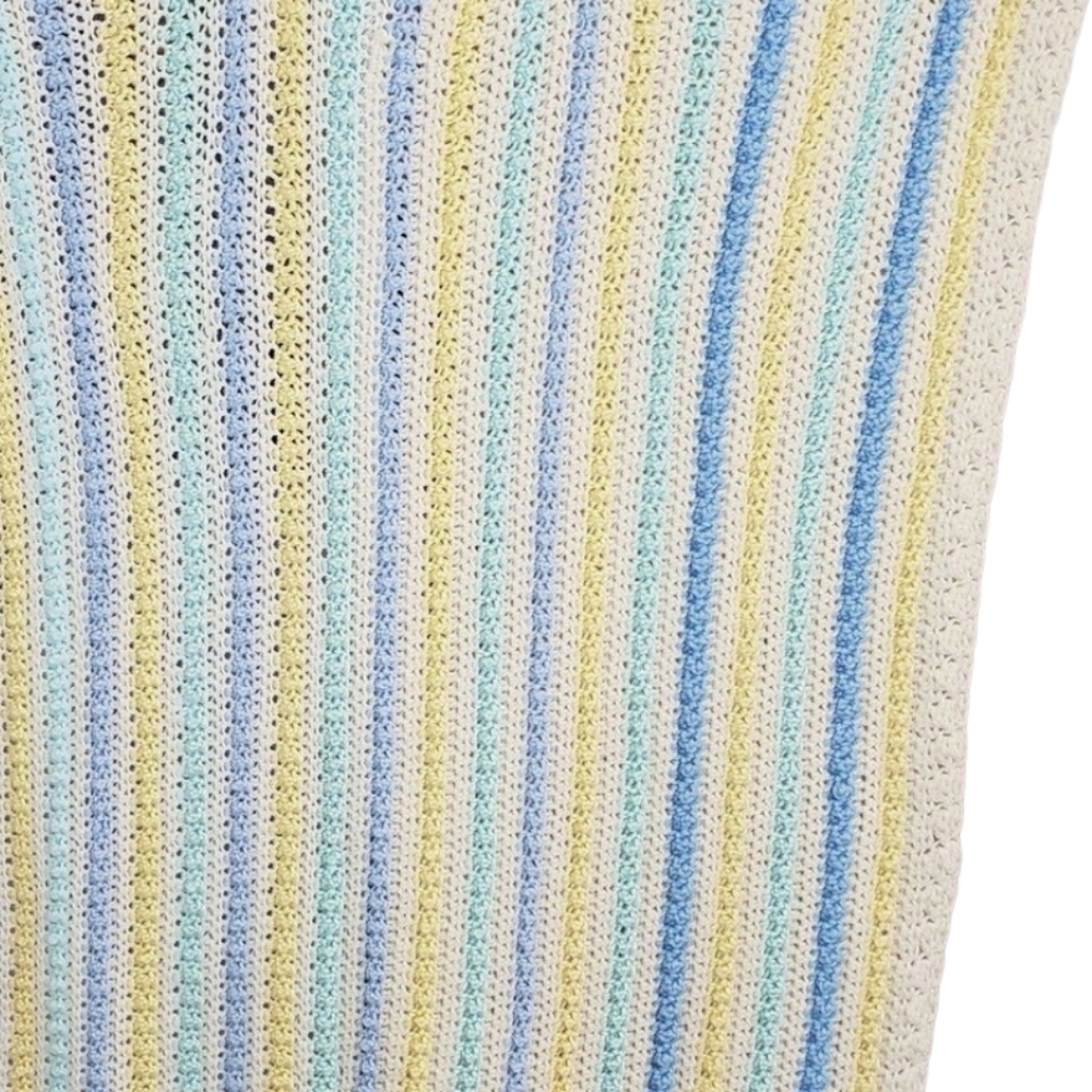 Striped Chunky Knit Baby Blanket Cozy Soft Throw - Picture 1 of 8